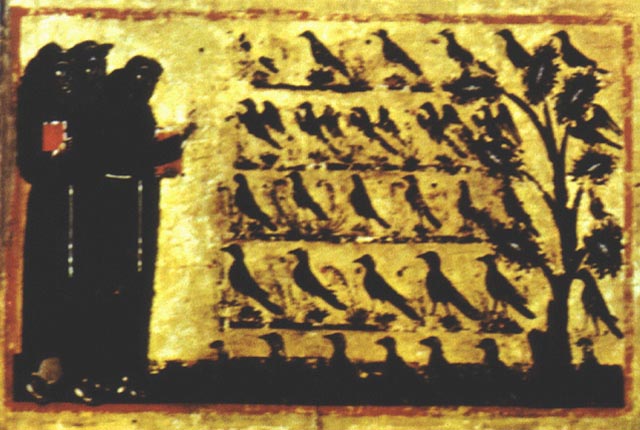 Franz von Assisi predigt zu den Vgeln