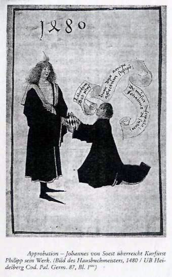 Approbation- Johannes von Soest überreciht Kurfürst Philipp sein Werk